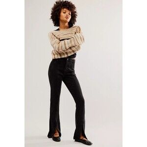 New Free People We The Free Curvy Mona Split Flare Jeans High Rise Black Size 31